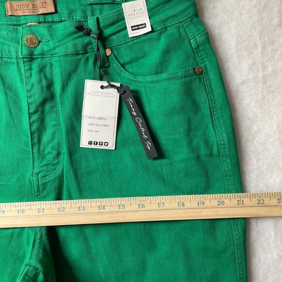 NWT Judy Blue Womens Green High Waist Garment Dyed Y2K Wide Leg Jeans Size 16W - Picture 6 of 9